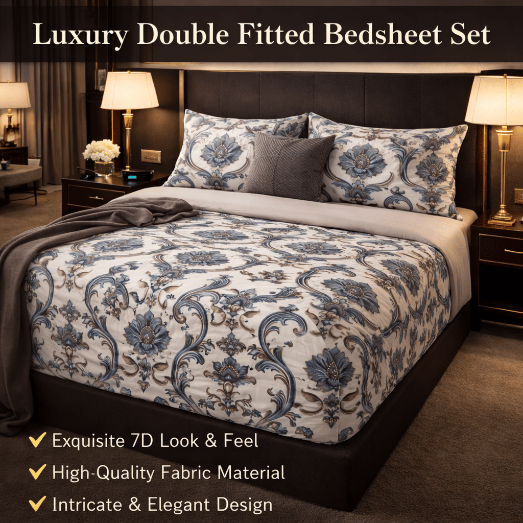 SWIZIER Cotton 1 King Fitted Bedsheet with 2 Pillow Covers ( 198 cm x 182 cm ) , Multi