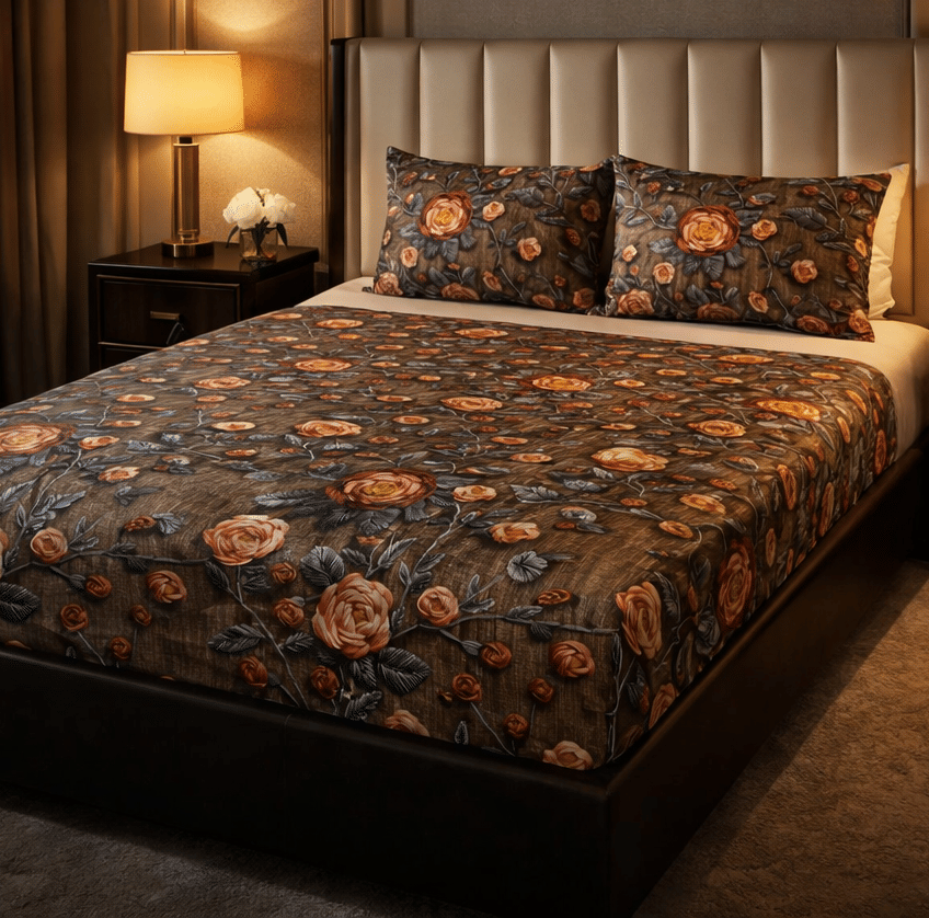 SWIZIER Cotton 1 King Fitted Bedsheet with 2 Pillow Covers ( 198 cm x 182 cm ) , Brown