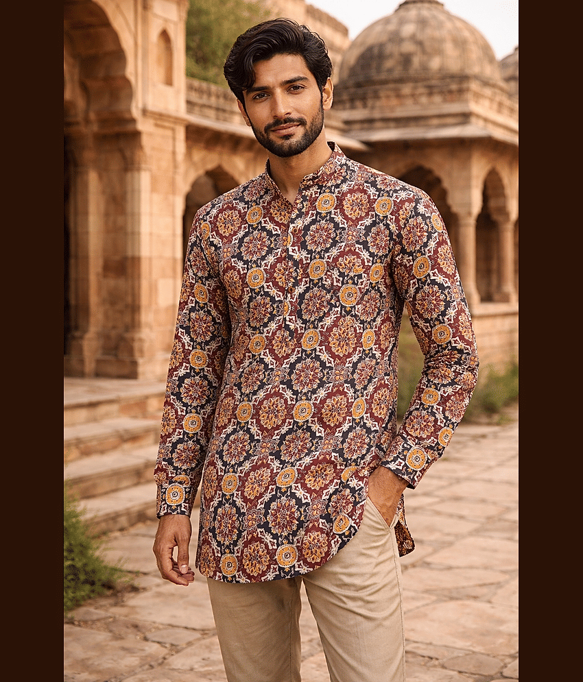 Frionkandy Cotton Printed Regular Kurta For Men ( Multi ) - Kurtas & Kurta Sets | Buy online on ZillyBuy