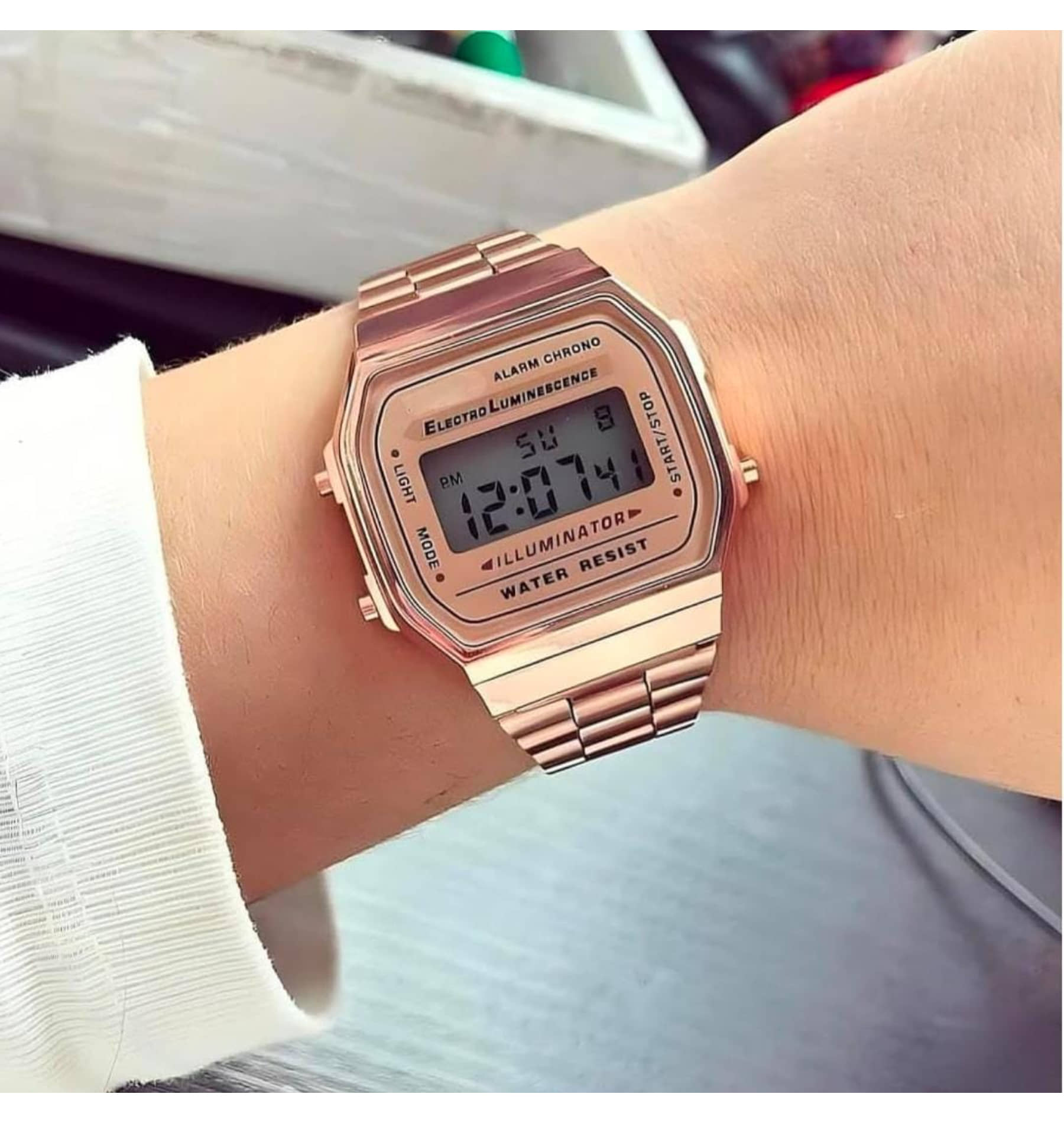 QitmirMKT Rose Gold Metal Digital Womens Watch