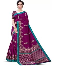 Today Deal Art Silk Printed Regular Saree With Unstitched Blouse Piece ( Magenta )