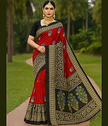 Today Deal Art Silk Woven Regular Saree With Unstitched Blouse Piece ( Multicolor )