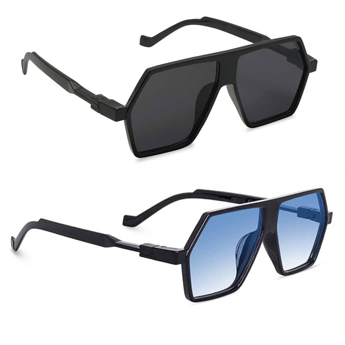 Elligator Black Rectangular Sunglasses ( Pack of 2 )