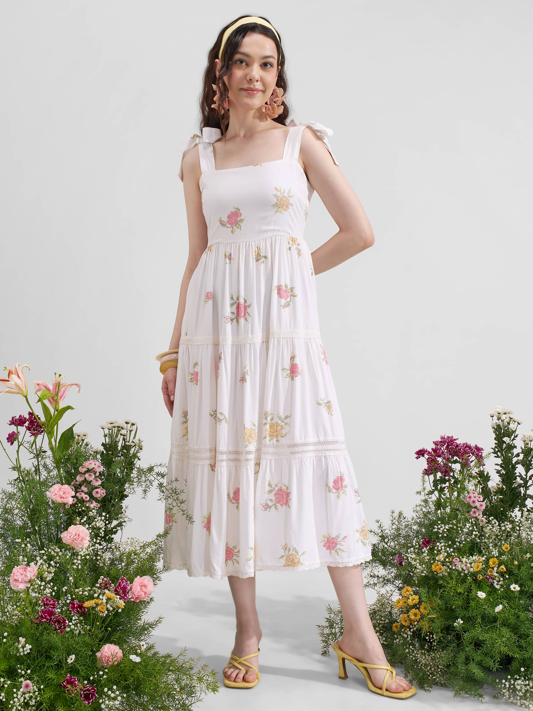 Vishudh Women Viscose Maxi ( White )