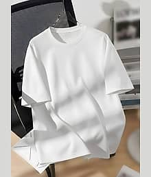 Xsware Men Cotton Blend Oversized Fit Solid T-Shirt ( White )