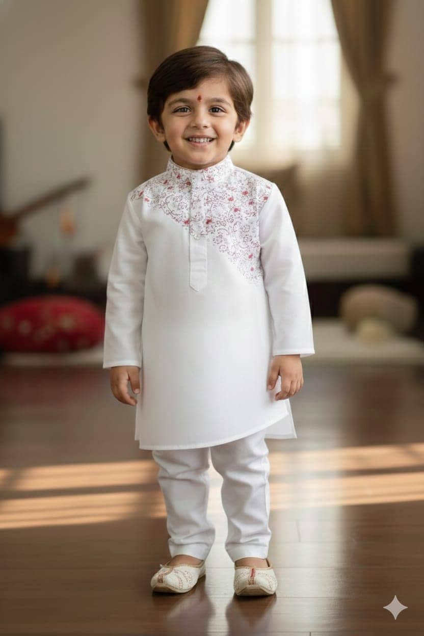 s muktar garments Baby Boys Cotton Blend White Kurta Pyjama Set ( Pack of 1 ) - Kurtas & Kurta Sets | Buy online on ZillyBuy
