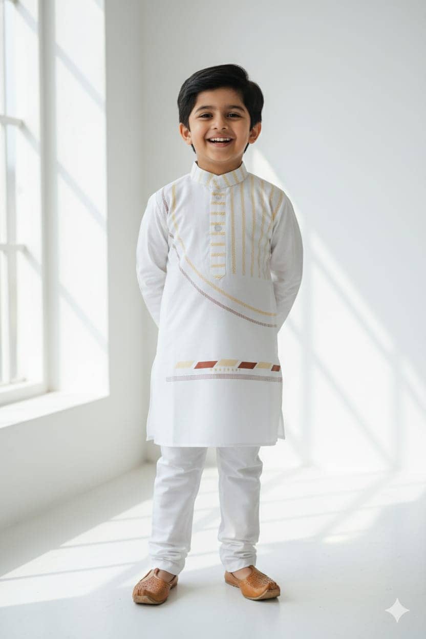 s muktar garments Baby Boys Cotton Blend White Kurta Pyjama Set ( Pack of 1 ) - Kurtas & Kurta Sets | Buy online on ZillyBuy