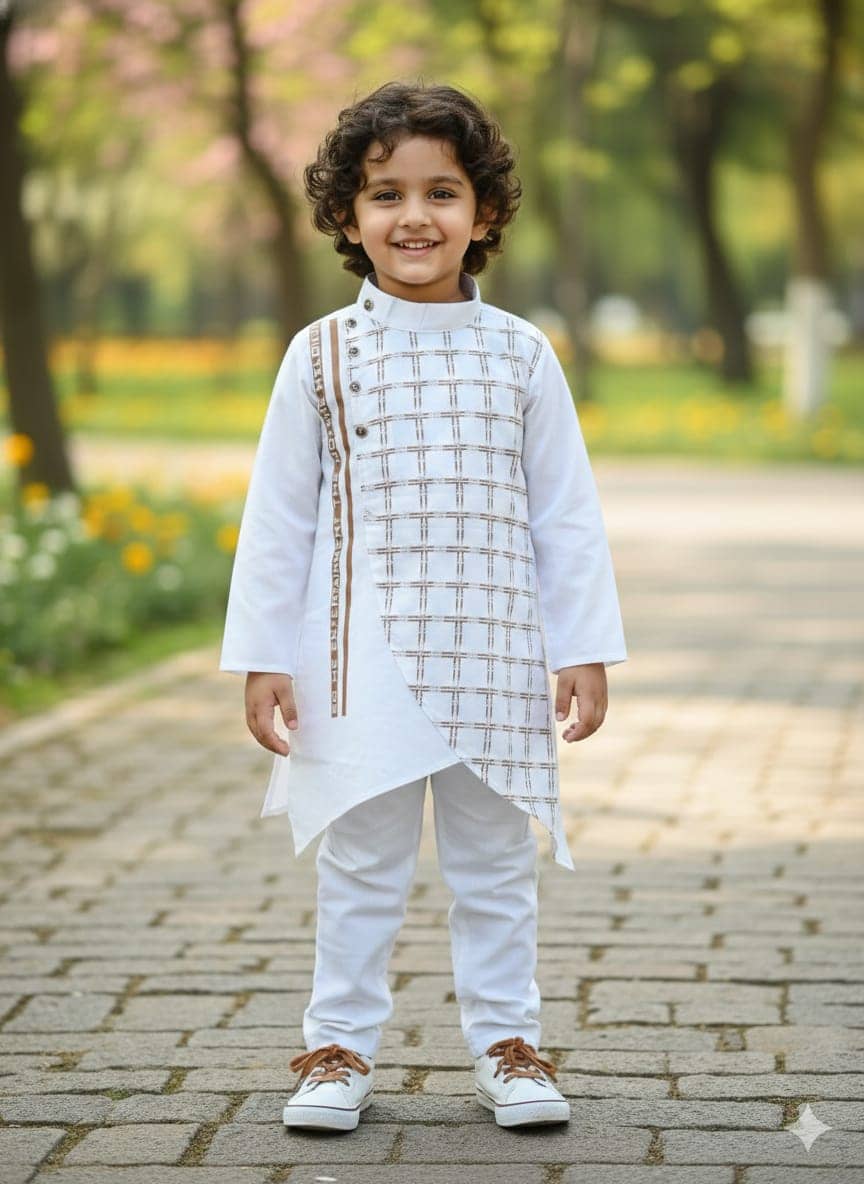 s muktar garments Baby Boys Cotton Blend White Kurta Pyjama Set ( Pack of 1 ) - Kurtas & Kurta Sets | Buy online on ZillyBuy