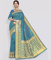 Today Deal Silk Blend Woven Regular Saree With Unstitched Blouse Piece ( Olive )