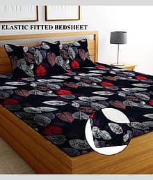 BLUEDOT Microfibre Abstract Fitted Bedsheet ( Double Bed ) - Multi