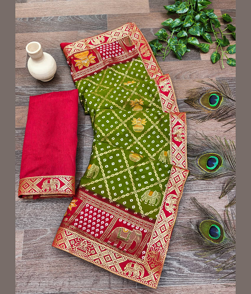 Kanooda Prints Georgette Printed Regular Saree With Unstitched Blouse Piece ( Red ) - Sarees | Buy online on ZillyBuy
