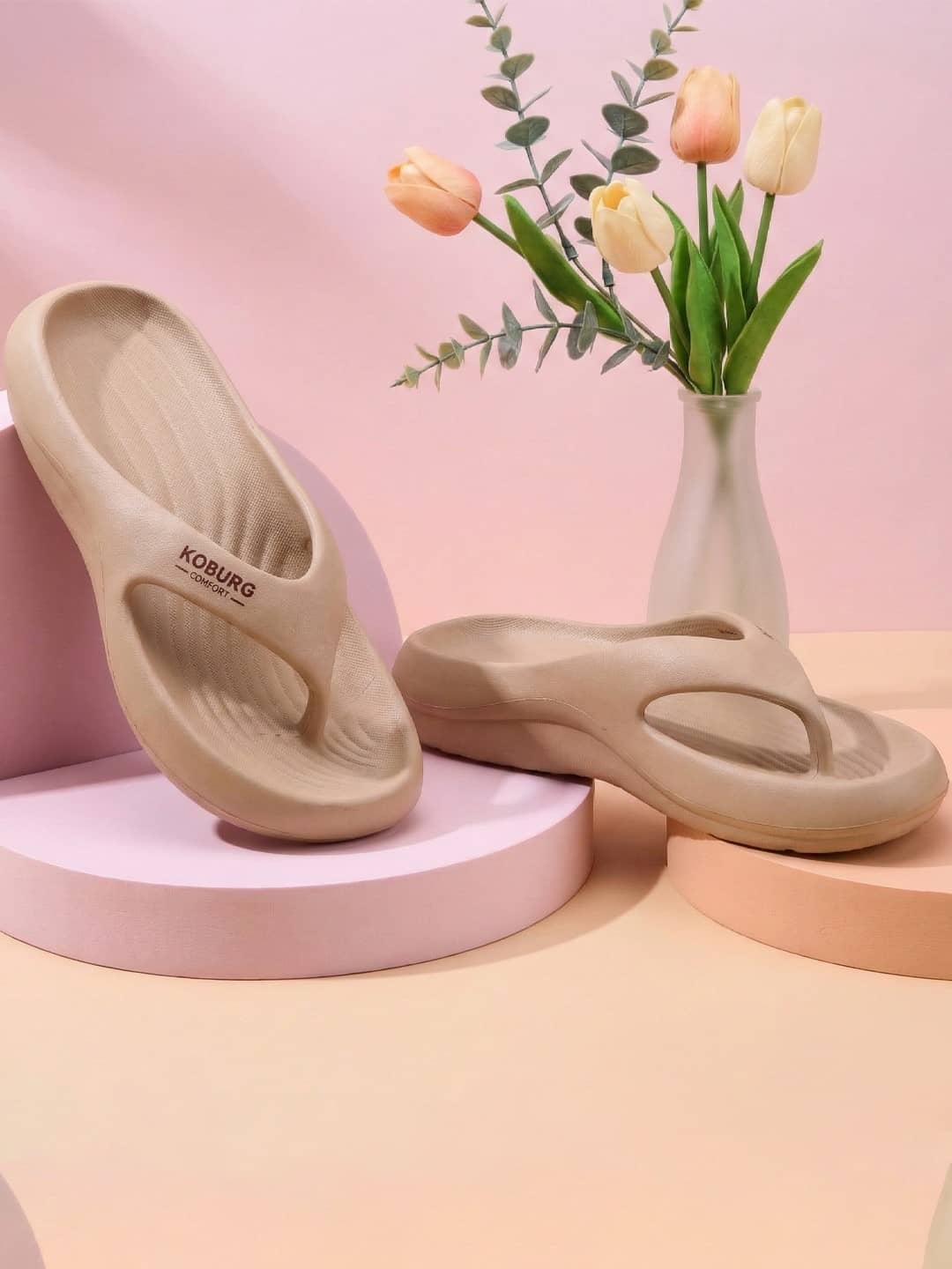 koburg Beige Women's Flip Flop