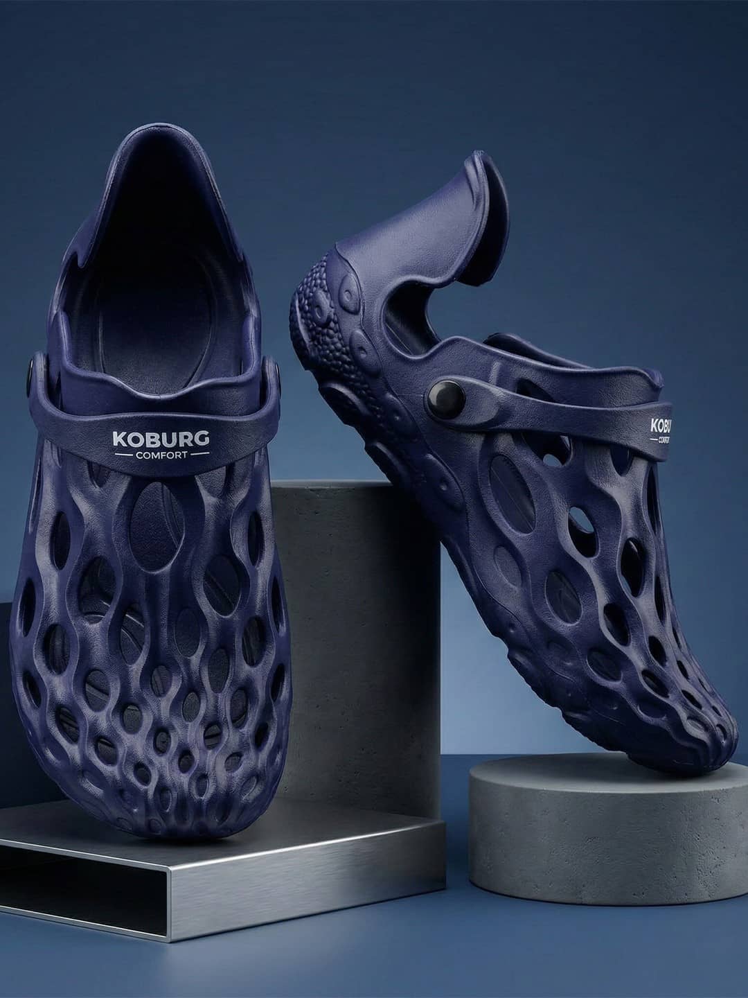 koburg - Navy Blue Men's Clogs