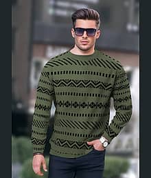 AIFEES Men Cotton Blend Regular Fit Printed T-Shirt ( Dark Green )