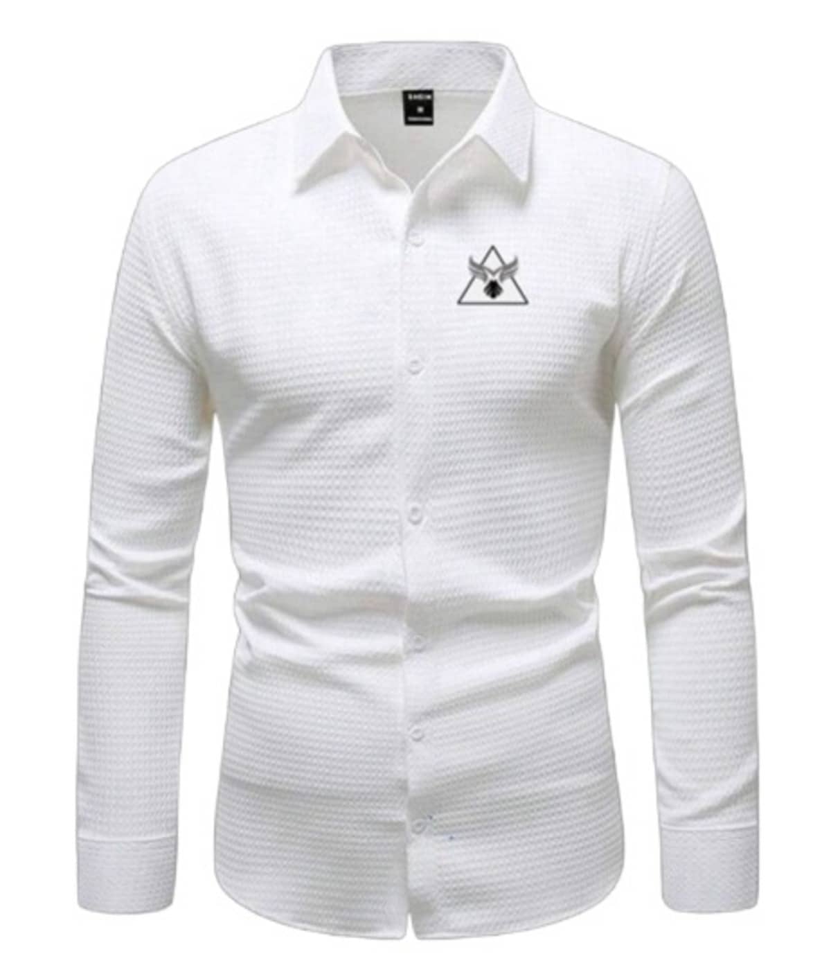 bluecorp enterprise Cotton Blend Regular Fit Self Design Full Sleeves Men's Casual Shirt - White ( Pack of 1 )