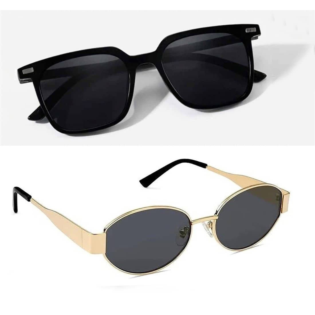 Elligator Black Rectangular Sunglasses ( Pack of 2 ) - Sunglasses | Buy online on ZillyBuy
