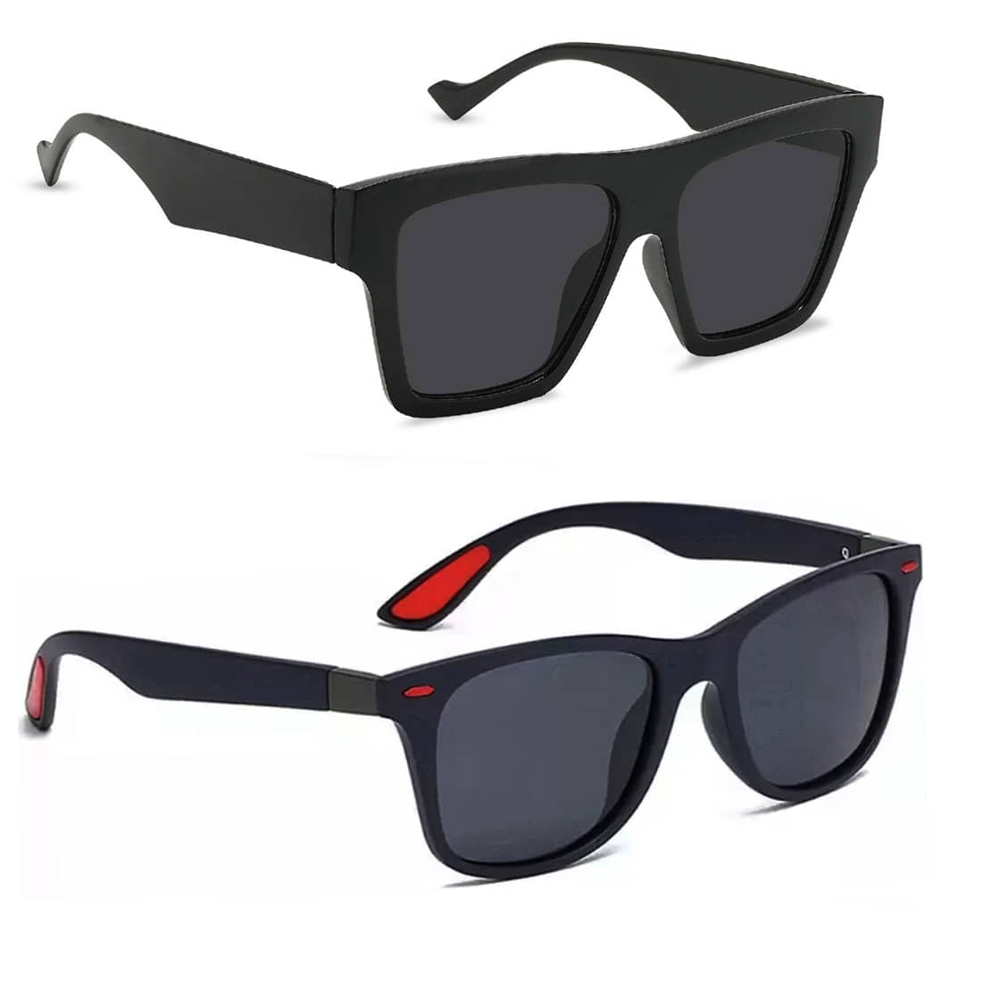 Elligator Black Rectangular Sunglasses ( Pack of 2 ) - Sunglasses | Buy online on ZillyBuy