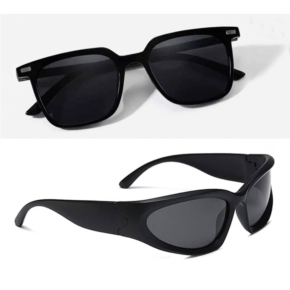 Elligator Black Rectangular Sunglasses ( Pack of 2 ) - Sunglasses | Buy online on ZillyBuy
