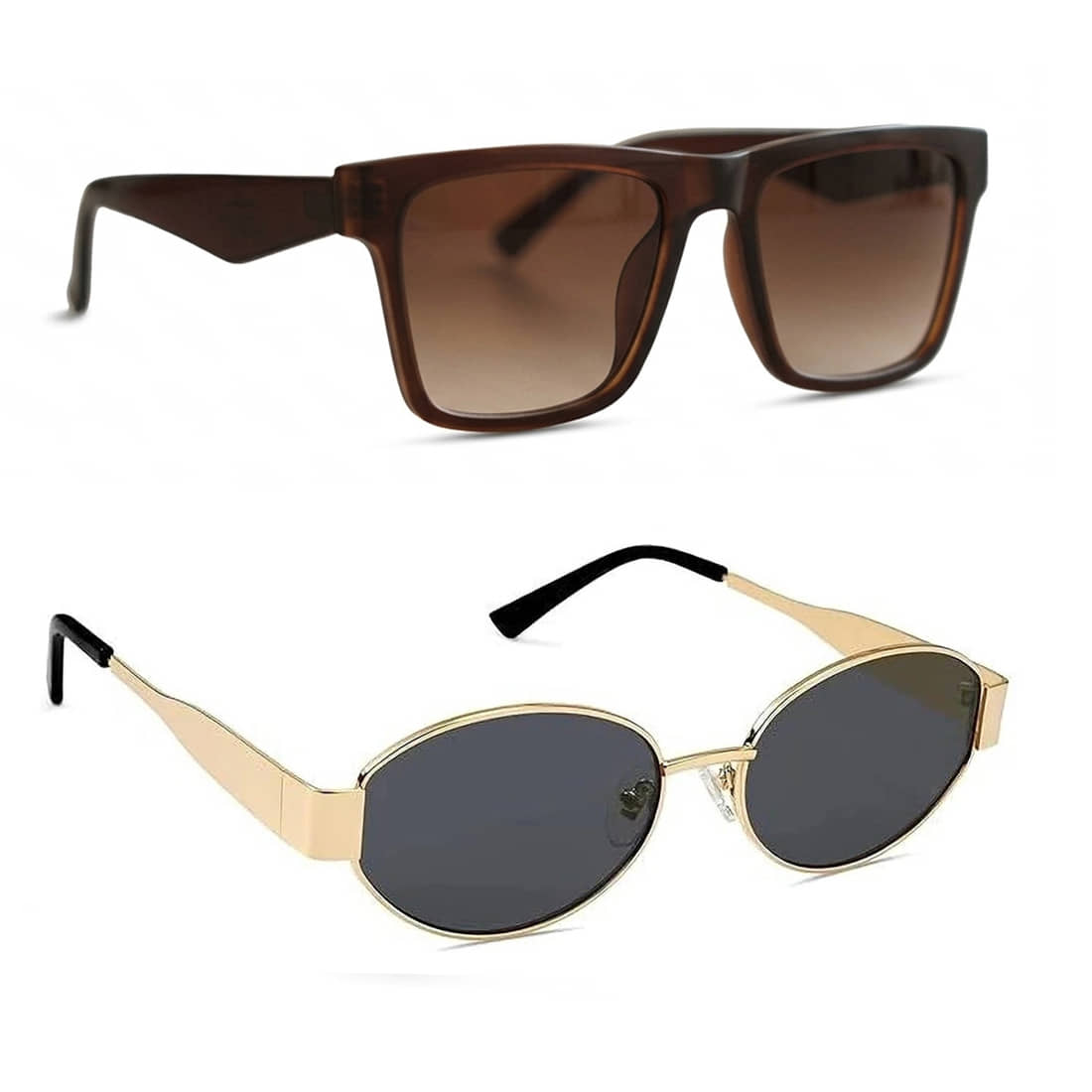 Elligator Brown Square Sunglasses ( Pack of 2 ) - Sunglasses | Buy online on ZillyBuy