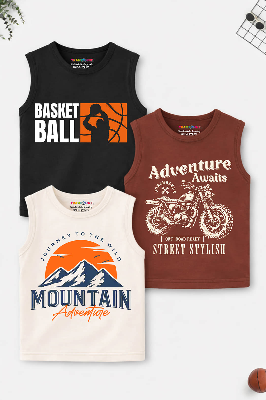 Trampoline Pack of 3 Boys Cotton Blend T-Shirt ( Multi Color )