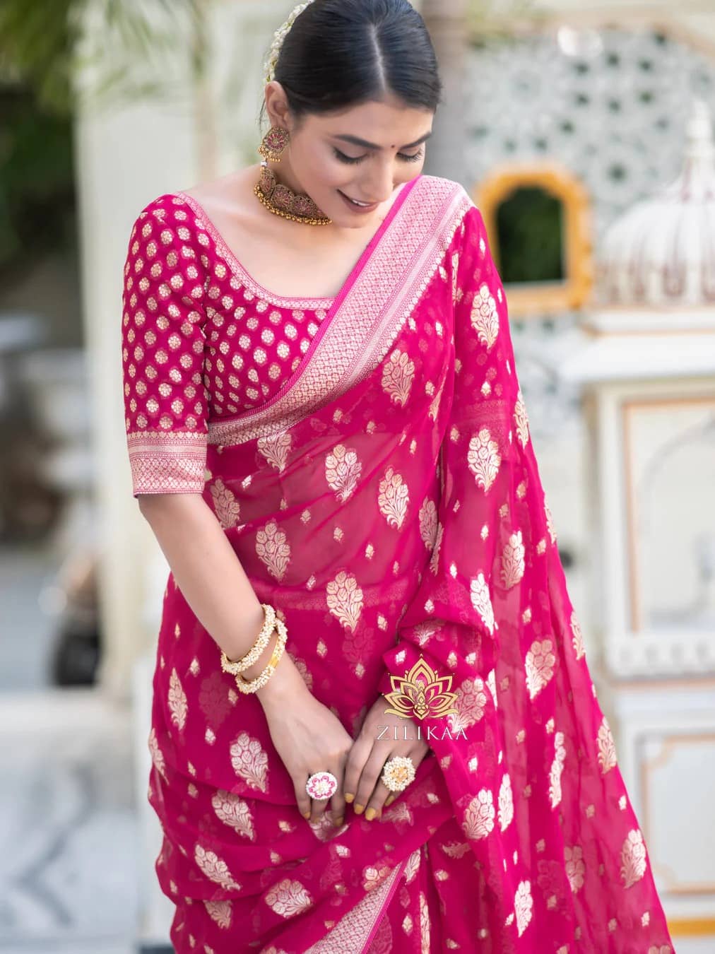 fab woven Art Silk Woven Design Kanjeevaram Sarees With Unstitched Blouse Piece ( Red ) - Sarees | Buy online on ZillyBuy