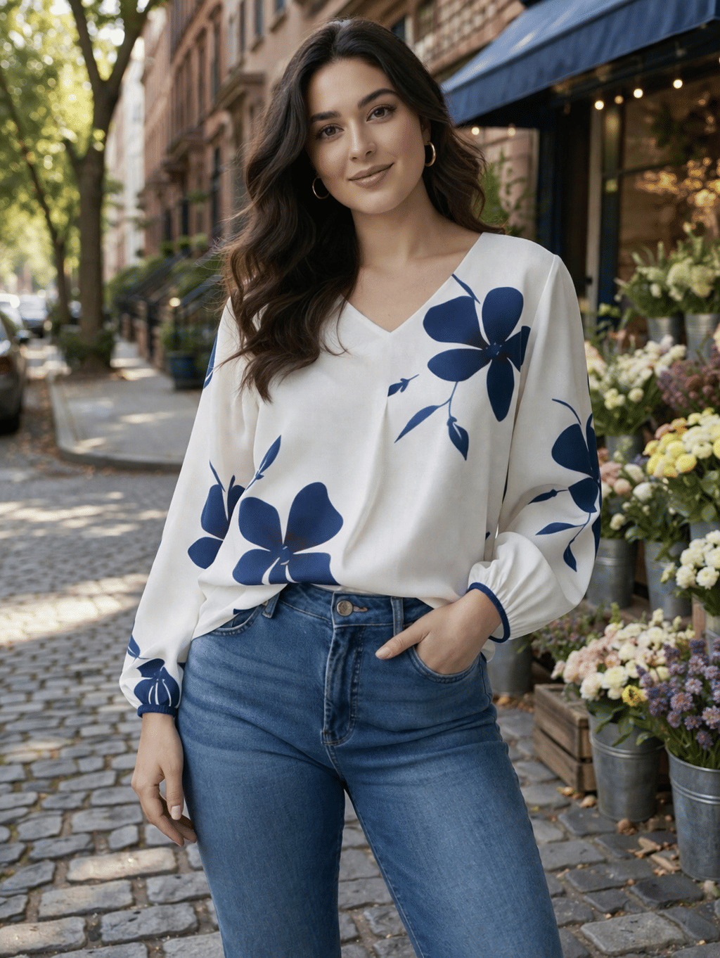 HF WARD Women's Cotton Regular Top ( Blue )