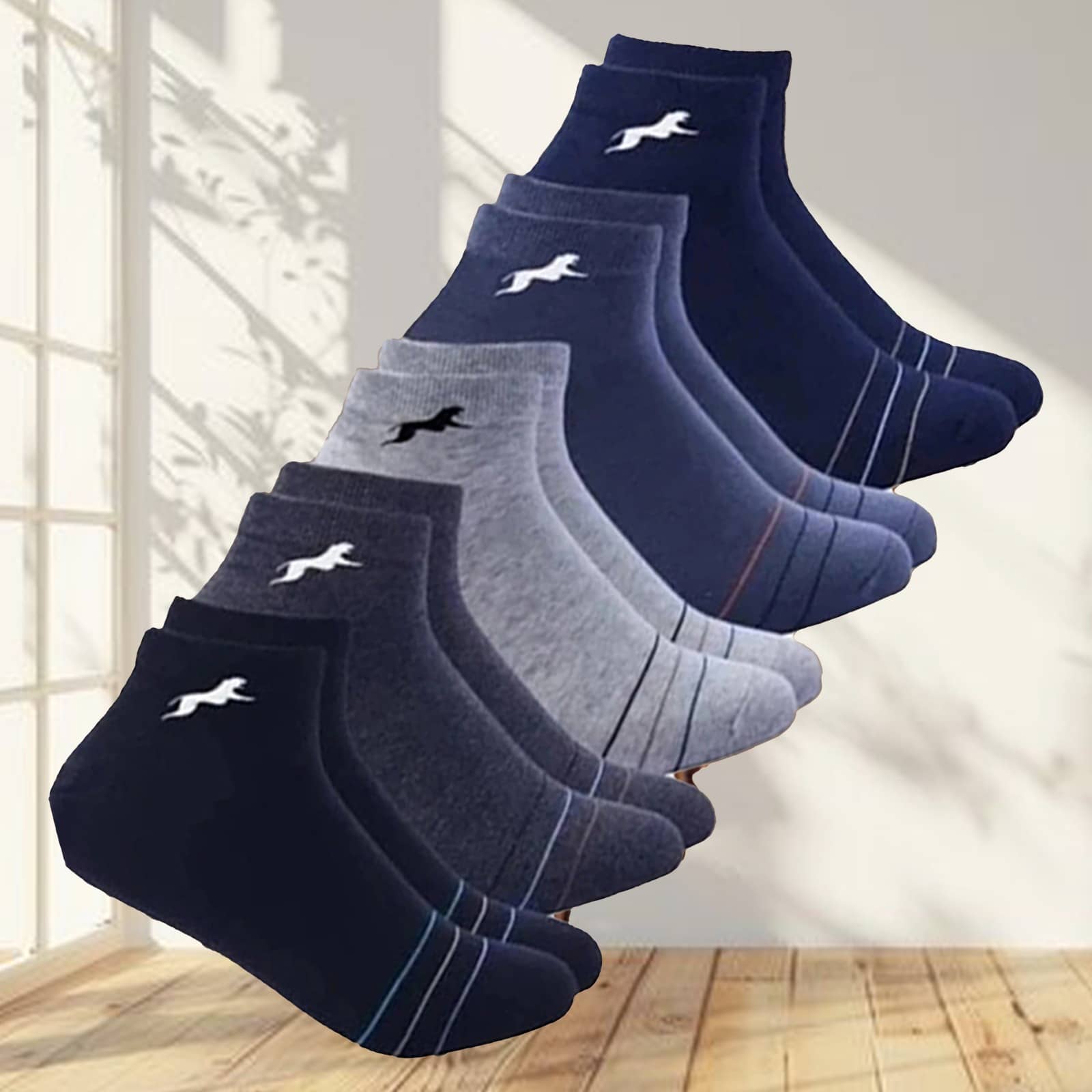 VAMEAR Pack of 5 Men's Cotton Blend Ankle Length Socks ( Black ) - Socks | Buy online on ZillyBuy