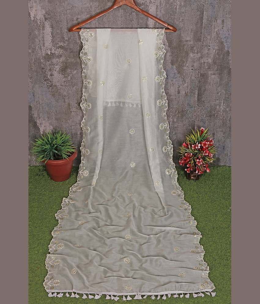 Jignisha Fashion Chanderi Women Dupatta ( White , Pack of 1 ) - Dupattas & Shawls | Buy online on ZillyBuy