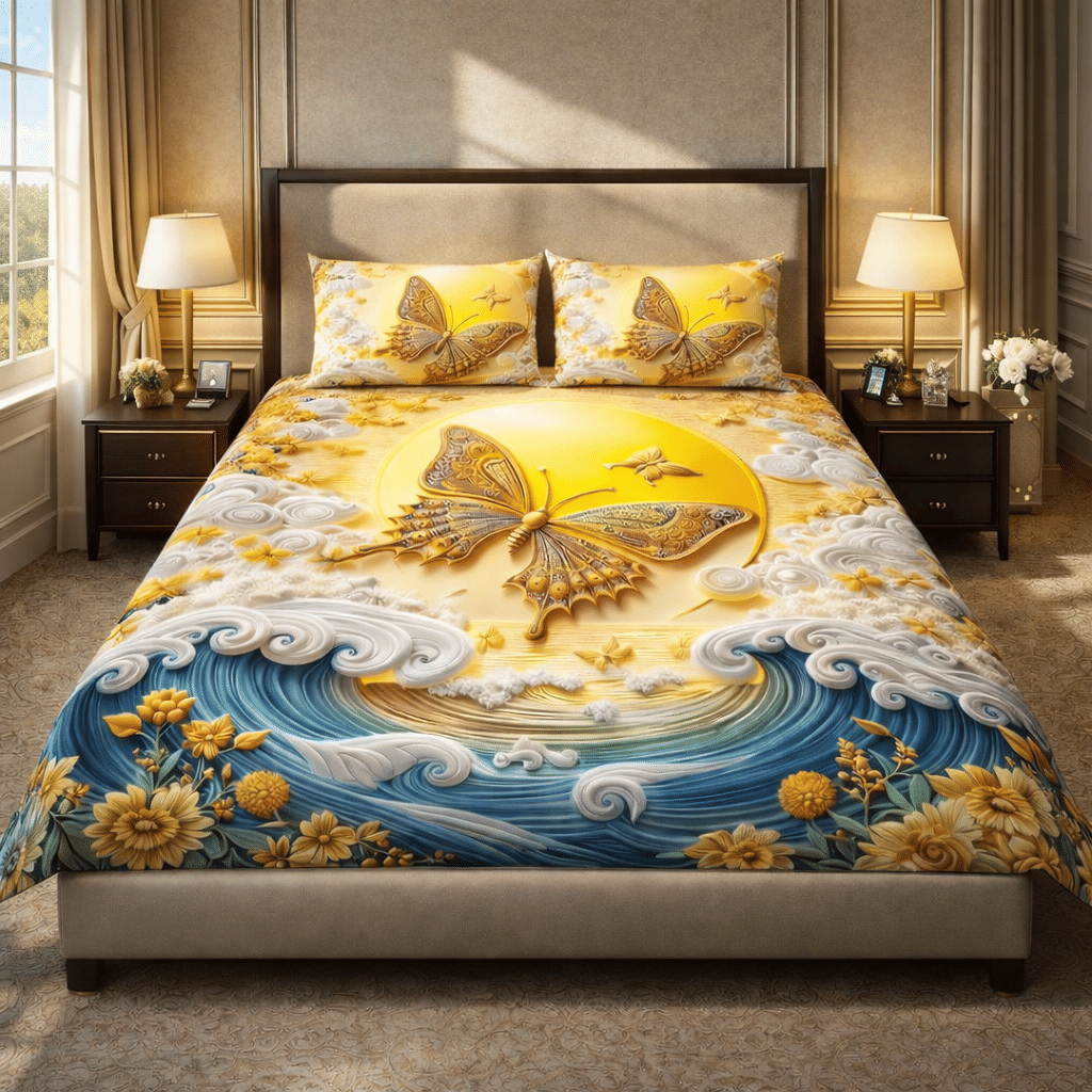 SWIZIER Yellow Cotton 1 Double Bedsheet with 2 Pillow Covers ( 254 cm x 228 cm )