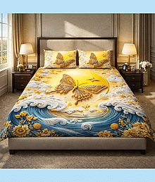 SWIZIER Yellow Cotton 1 Double Bedsheet with 2 Pillow Covers ( 254 cm x 228 cm )