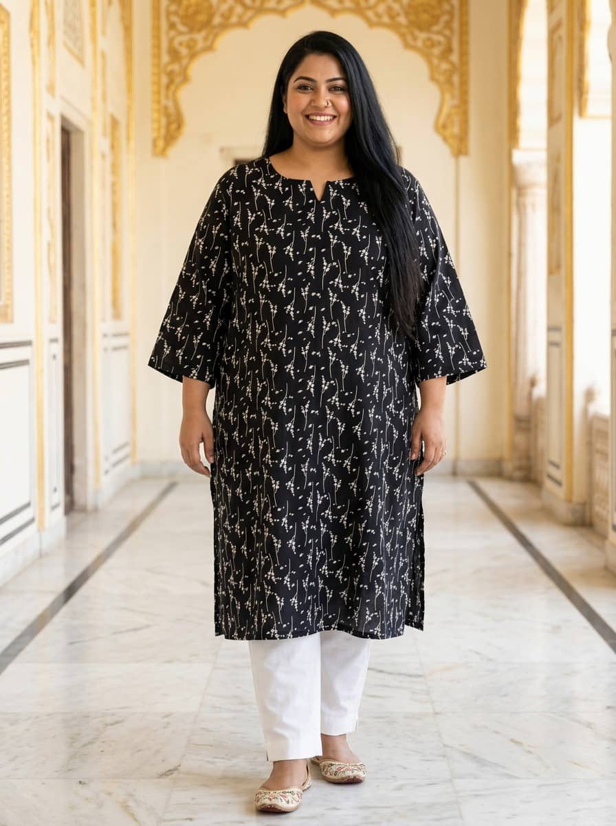 Swasti Women Crepe Printed Straight Kurti ( Black ) - Kurtis, Tunics | Buy online on ZillyBuy