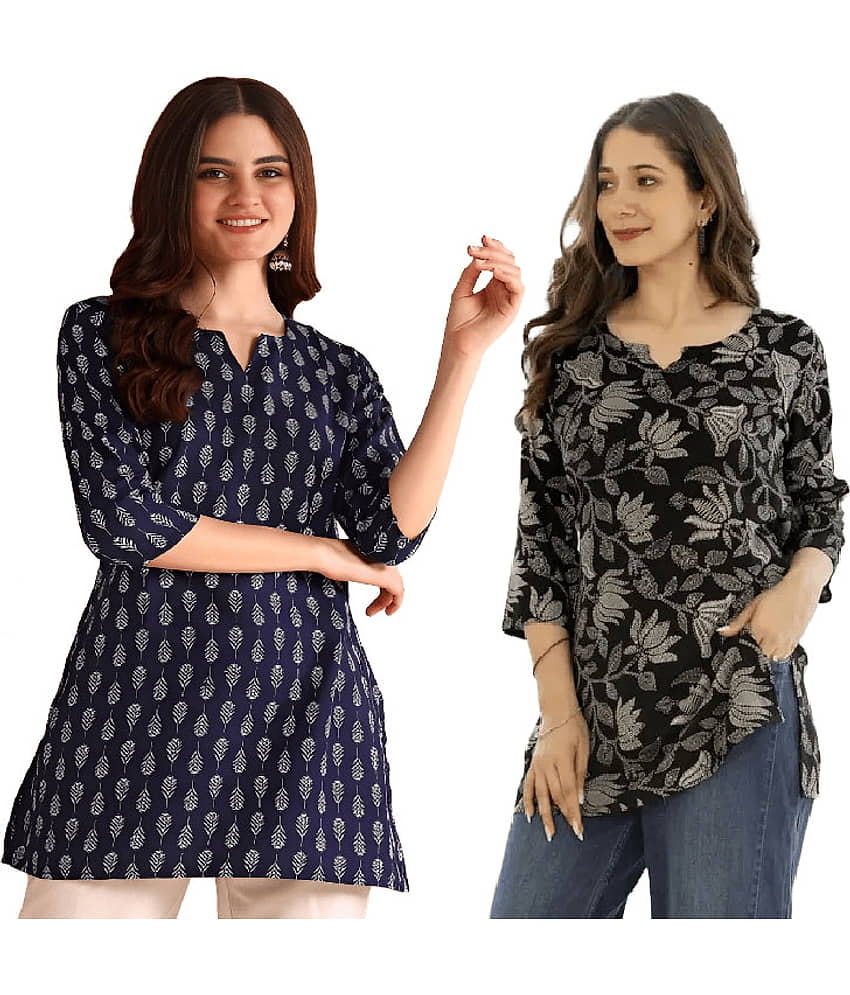 AK FASHION MALL Women Cotton Blend Printed A-line Kurti ( Blue ) - Kurtis, Tunics | Buy online on ZillyBuy