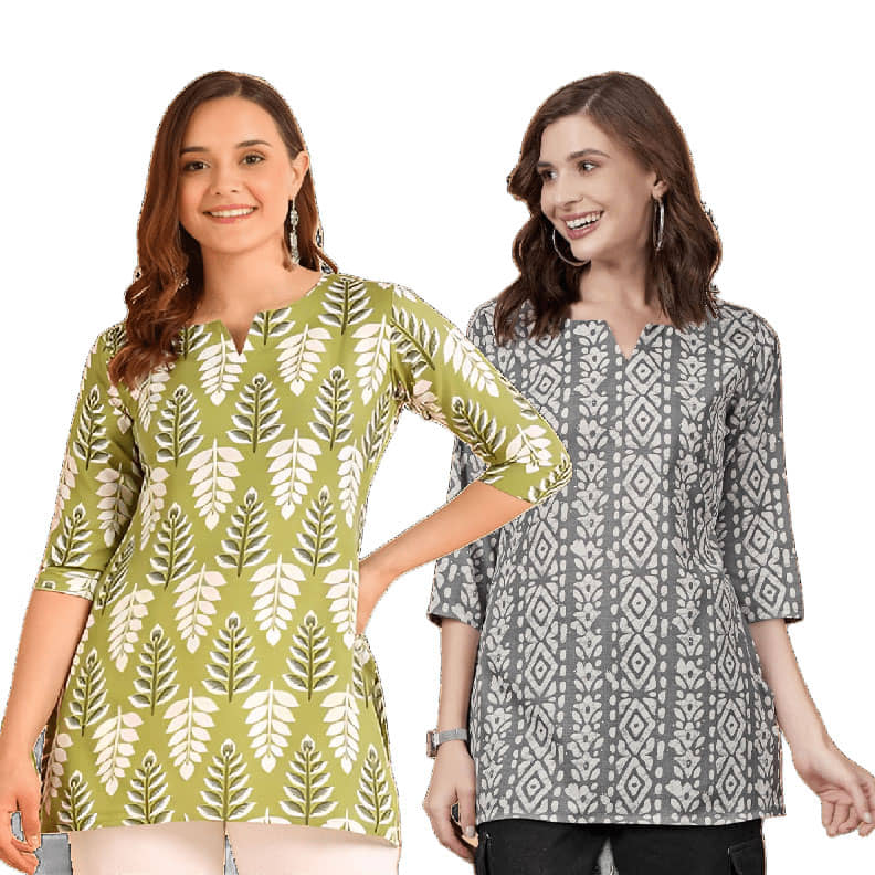 AK FASHION MALL Women Cotton Blend Printed A-line Kurti ( Blue ) - Kurtis, Tunics | Buy online on ZillyBuy