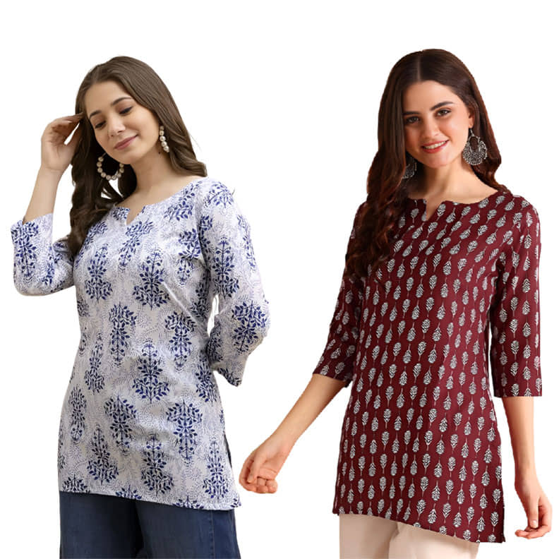 AK FASHION MALL Women Cotton Blend Printed A-line Kurti ( Blue ) - Kurtis, Tunics | Buy online on ZillyBuy