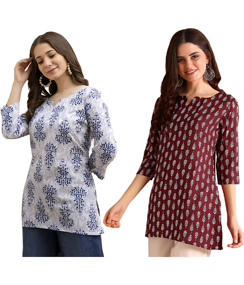AK FASHION MALL Women Cotton Blend Printed A-line Kurti ( Blue ) - Kurtis, Tunics | Buy online on ZillyBuy