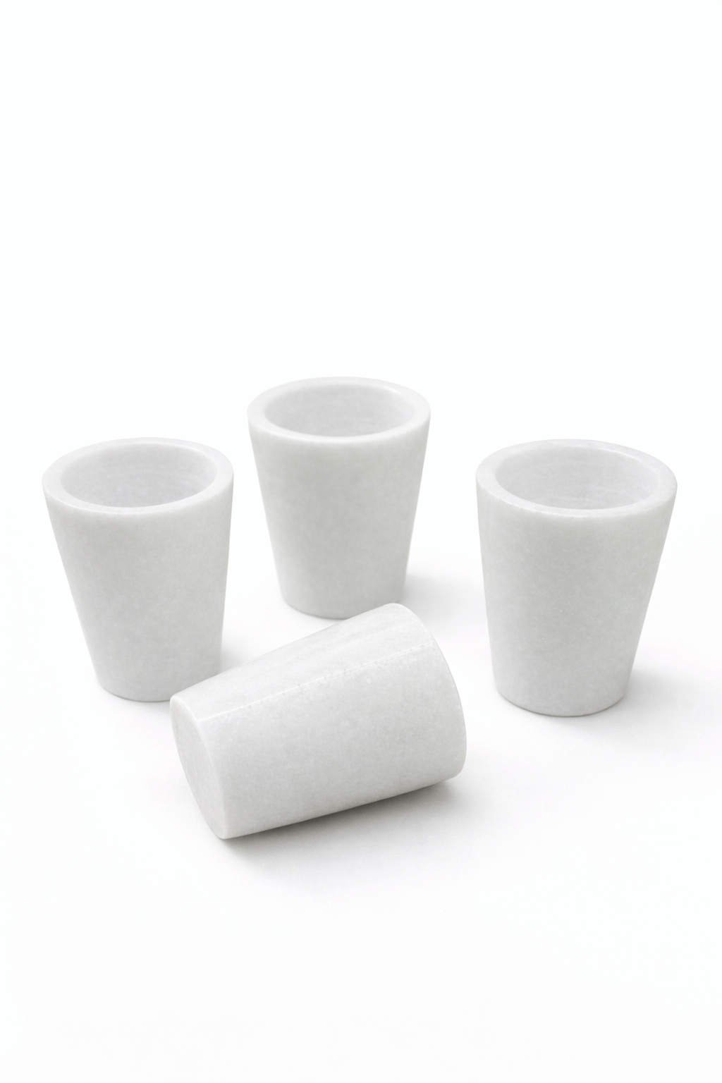 KRAFT CLOUDS Marble Shot Glasses 60 ml ( Pack of 4 ) Off White