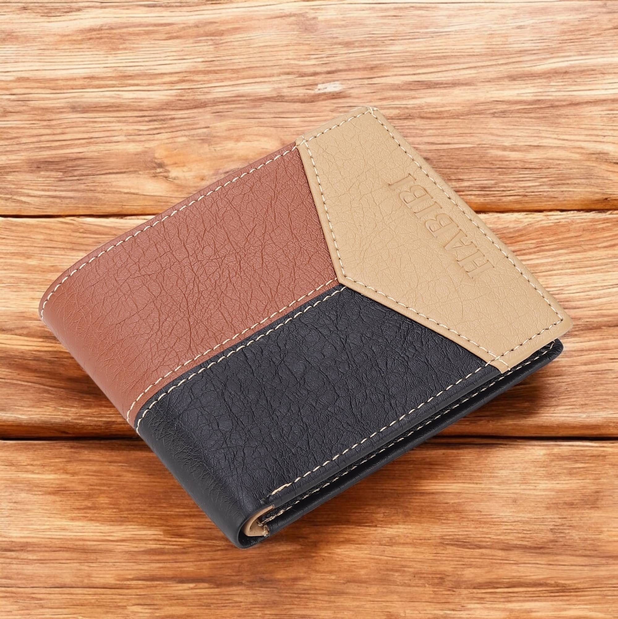 HABIBI PU Colorblock Men's Two Fold Wallet With 9 Slots For Card ( Multicolor , Pack of 1 ) - Handbags | Buy online on ZillyBuy