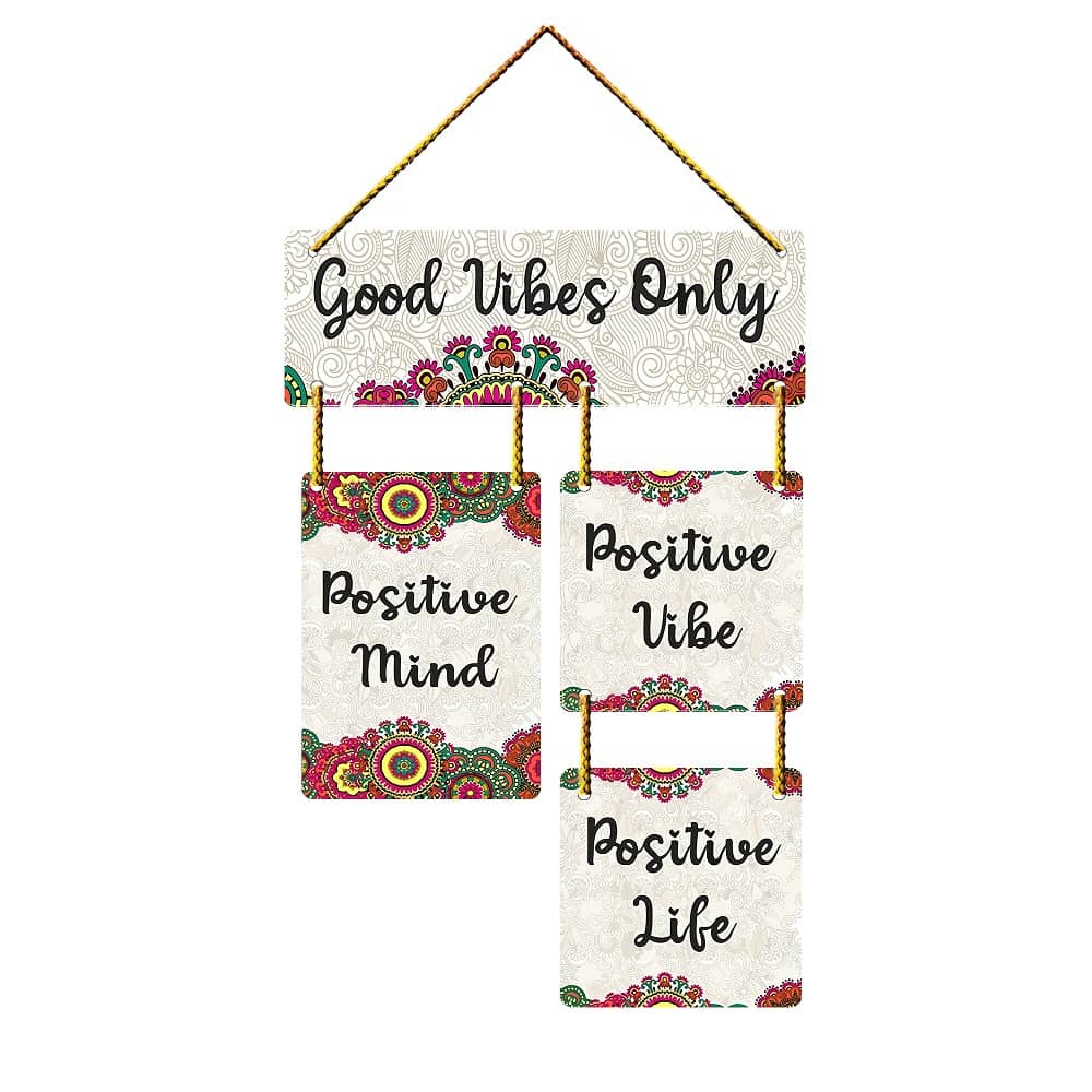 Motivational Wall Hanging for Home Decoration Wall Sculpture Wall Stickers Life Quotes Good Vibes Only Door Hanging Living Room Decor Diwali Decoration Gift Under 100 Festival Decorative Items Wallpapers