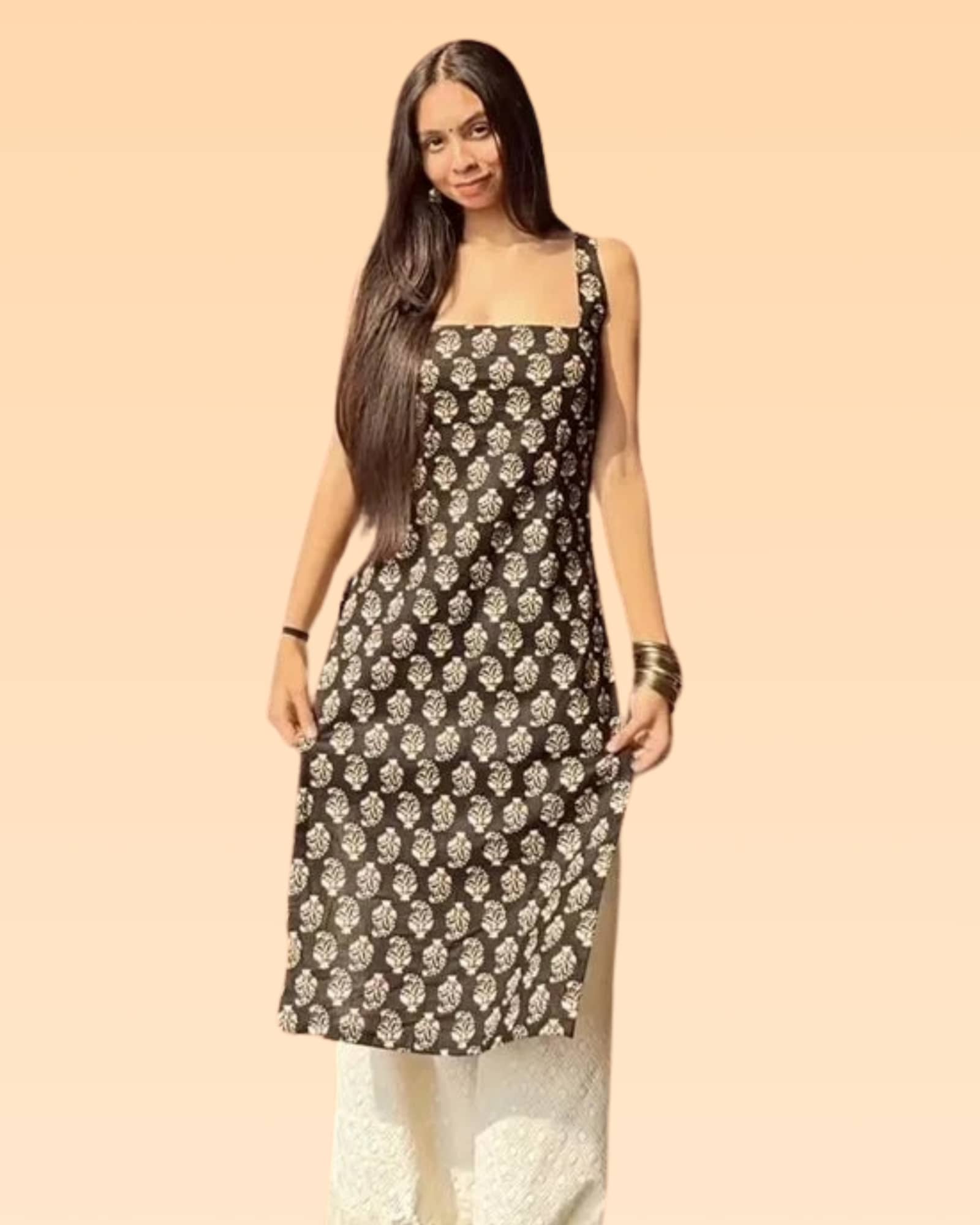 Silksutra Women Rayon Printed A-line Kurti ( Black ) - Kurtis, Tunics | Buy online on ZillyBuy