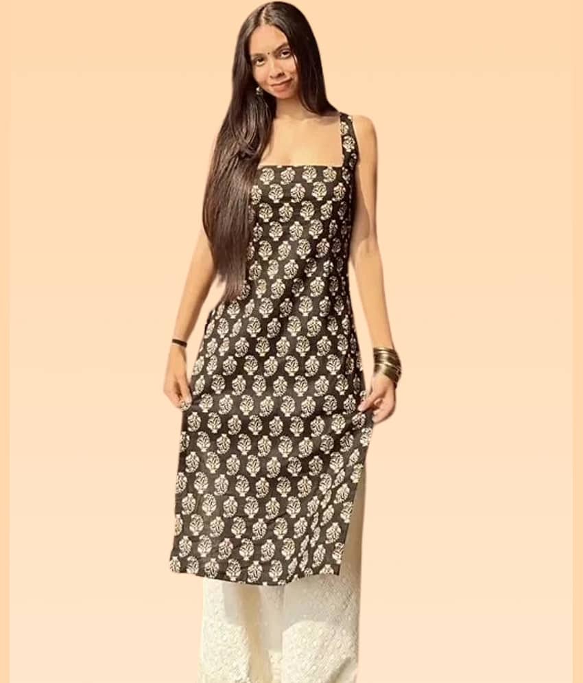 Silksutra Women Rayon Printed A-line Kurti ( Black ) - Kurtis, Tunics | Buy online on ZillyBuy