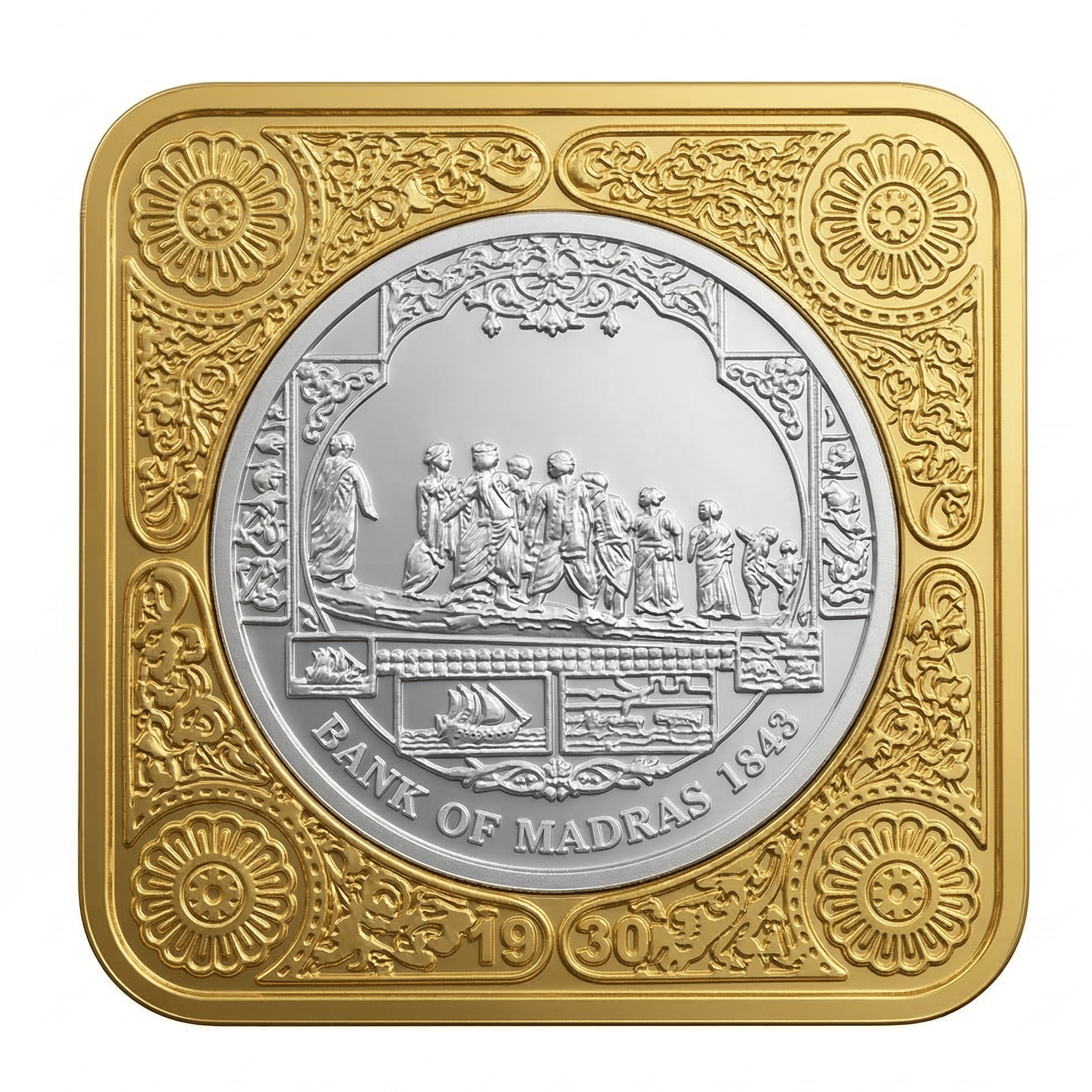 Bi-Metallic 500 Rupya – BIRT India Tiger Design Square Luxury Collectible & Plated Coin Bar (55g)