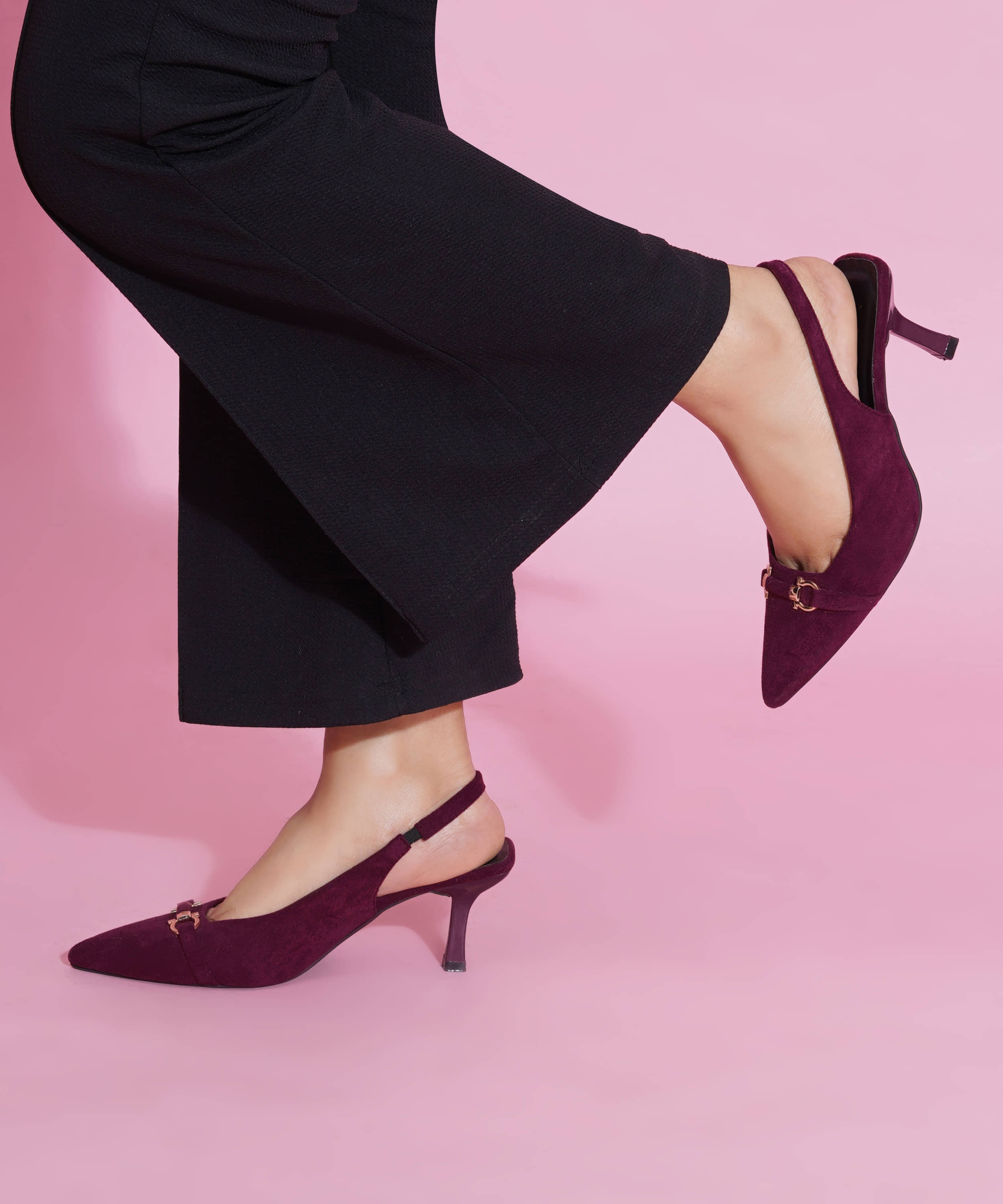 JM Looks Maroon Women's Slingback Heels - Heels | Buy online on ZillyBuy