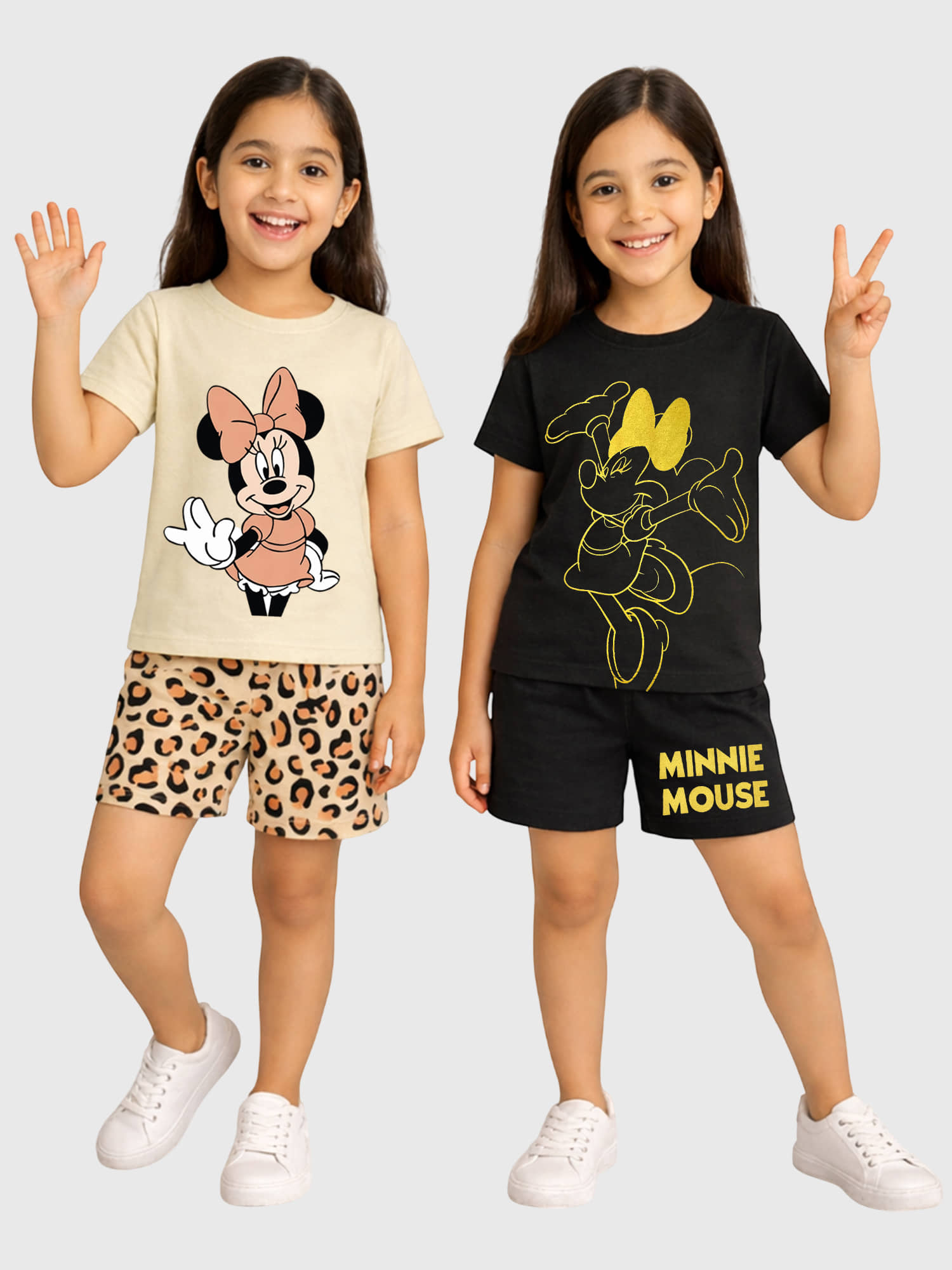 Kuchipoo Girls Cotton Blend T-shirt & Shorts Set ( Multicolor 2 , Pack of 2 )