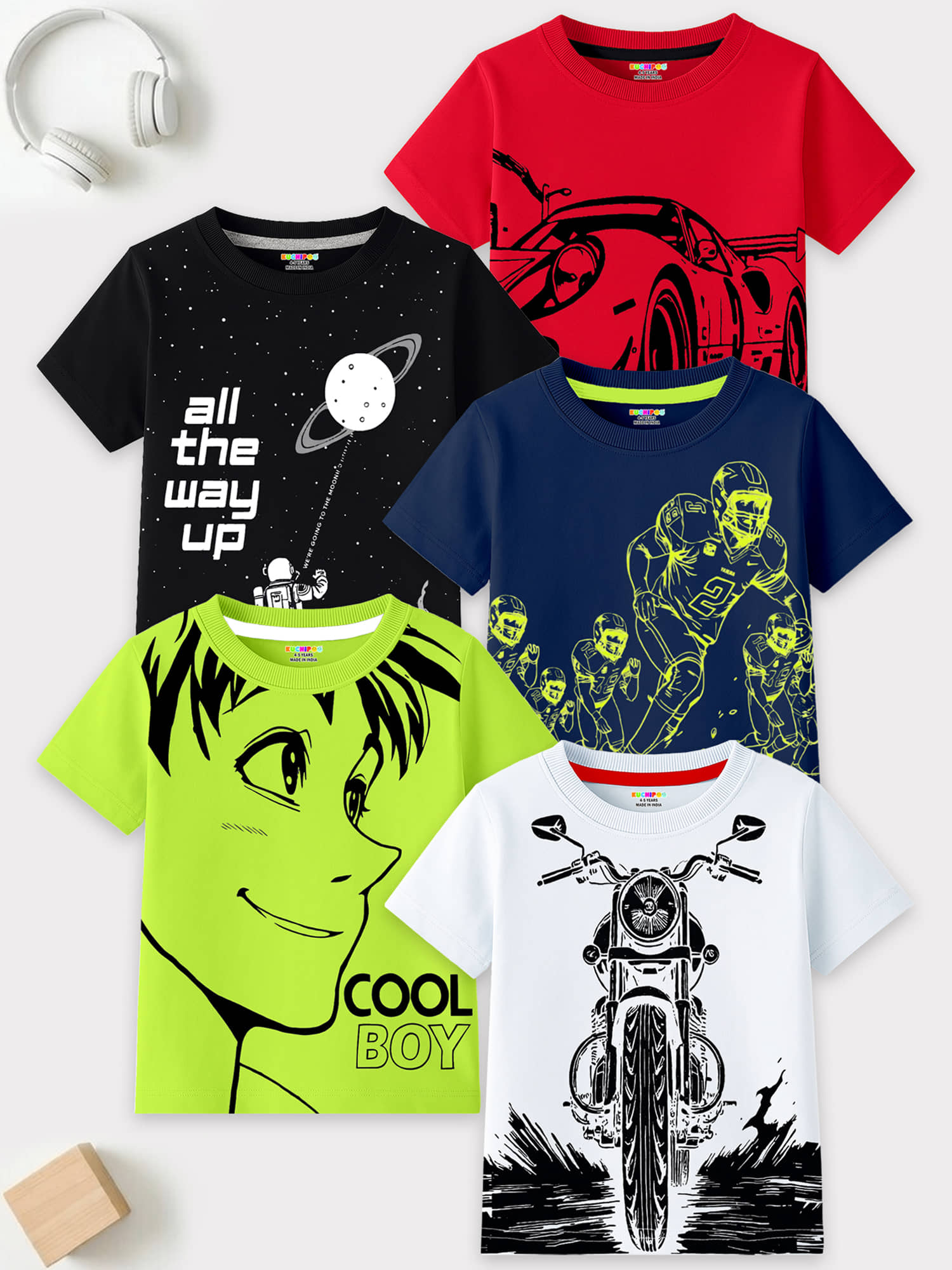Kuchipoo Pack of 1 Boys Cotton Blend T-Shirt ( Multicolor3 )