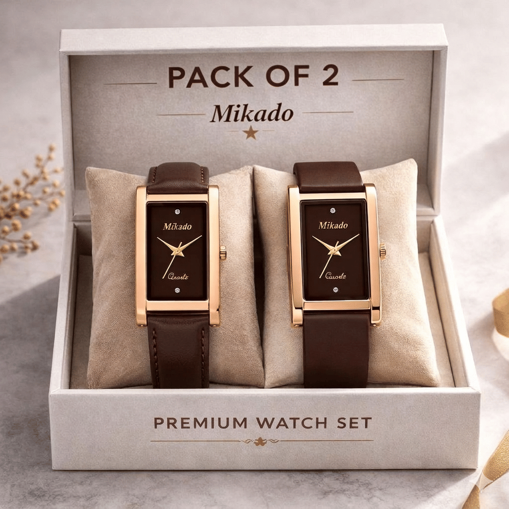 Mikado Brown Silicon Analog Couple's Watch