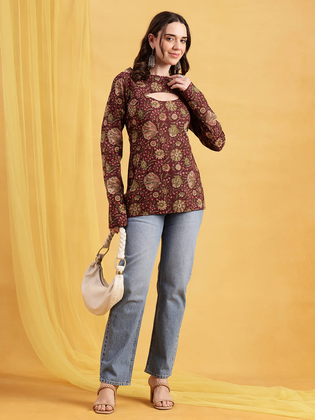 Vbuyz Women's Cotton Tunic ( Wine )