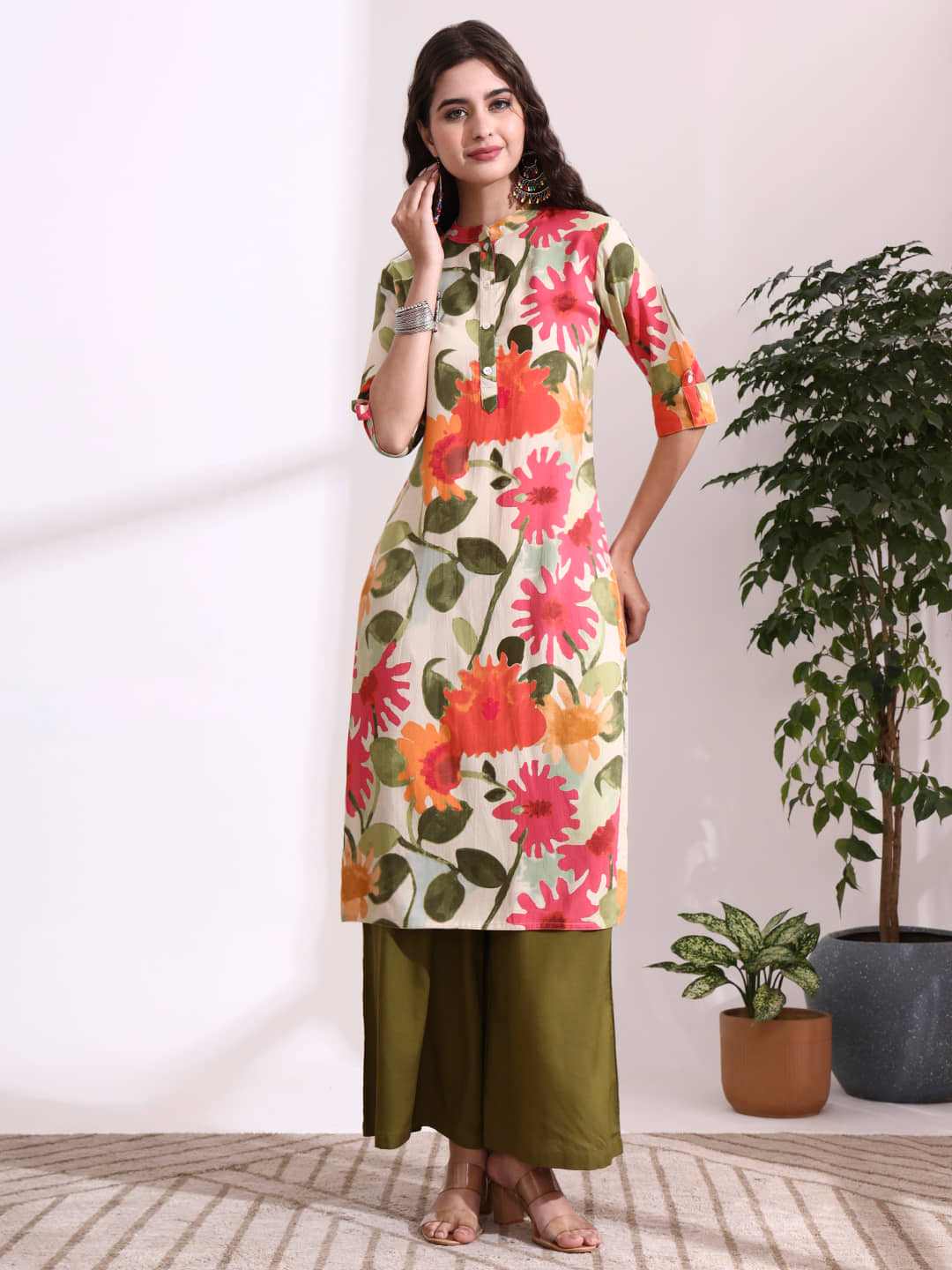 Divena Women Viscose Rayon Printed Straight Kurti ( Cream ) - Kurtis, Tunics | Buy online on ZillyBuy