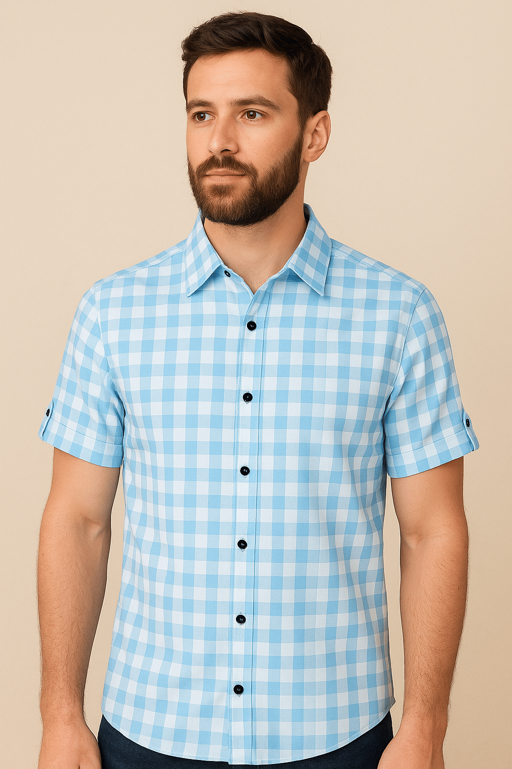 CRESALE Cotton Blend Regular Fit Checks Half Sleeves Men's Casual Shirt - Blue ( Pack of 1 )