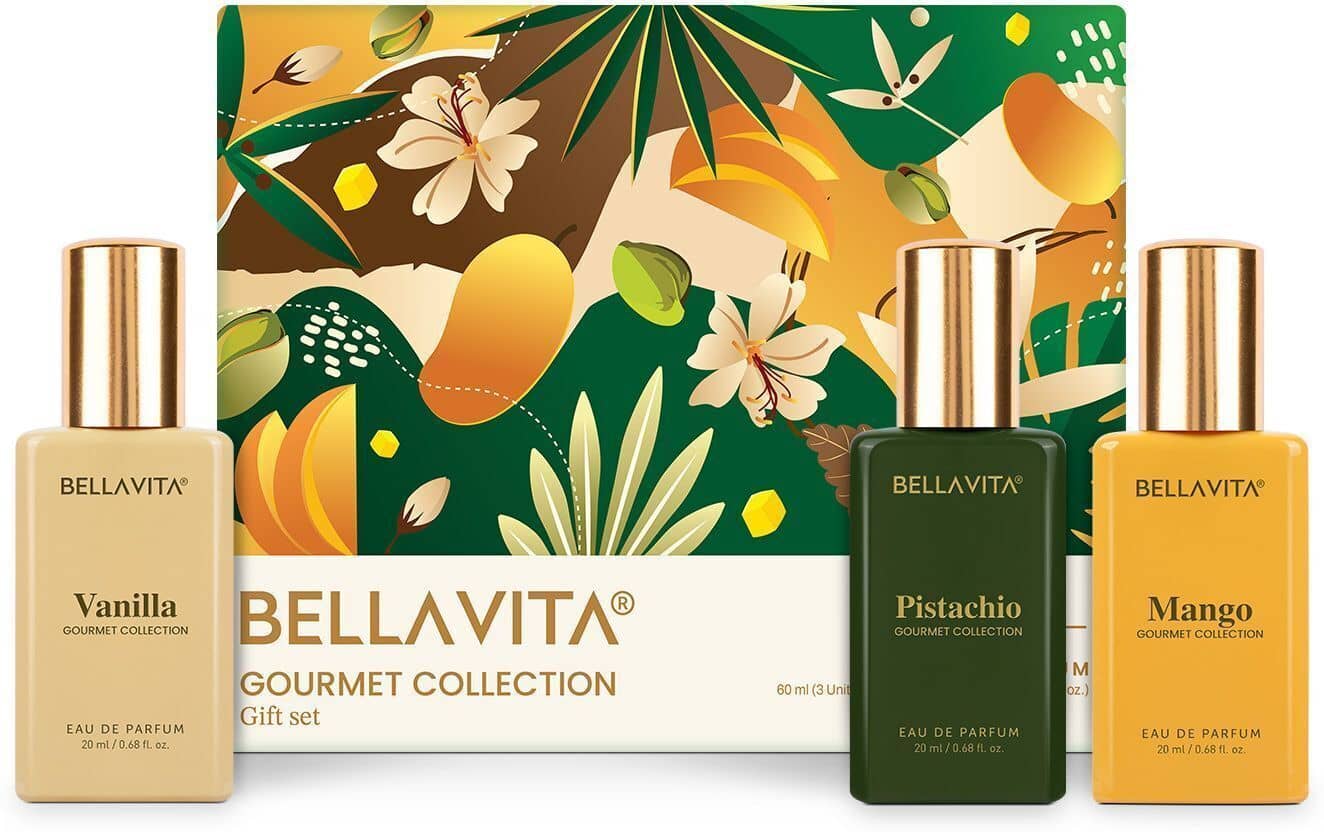 BELLAVITA Gourmet Collection Gift Set 3x20ml Gift for Man and Woman Long Lasting Perfume for Man & Woman Vanilla Mango and White Musk Fruity Fragrance