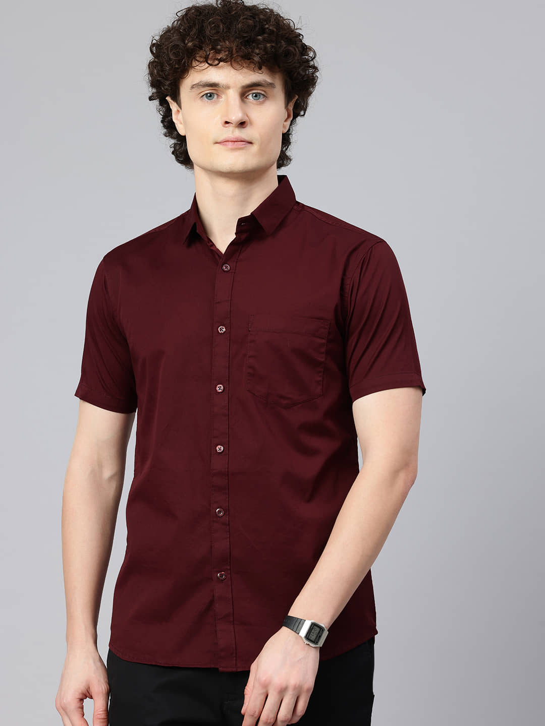 MAJESTIC MAN 100% Cotton Slim Fit Solids Half Sleeves Men's Casual Shirt - Pink ( Pack of 1 )